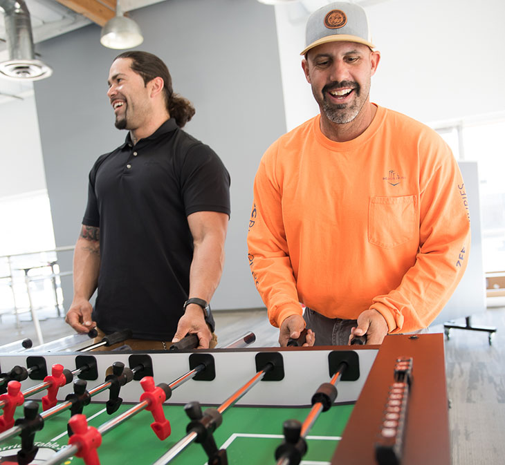 careers-benefits-foosball-ray-brent SC Builders' benefits: Game room
